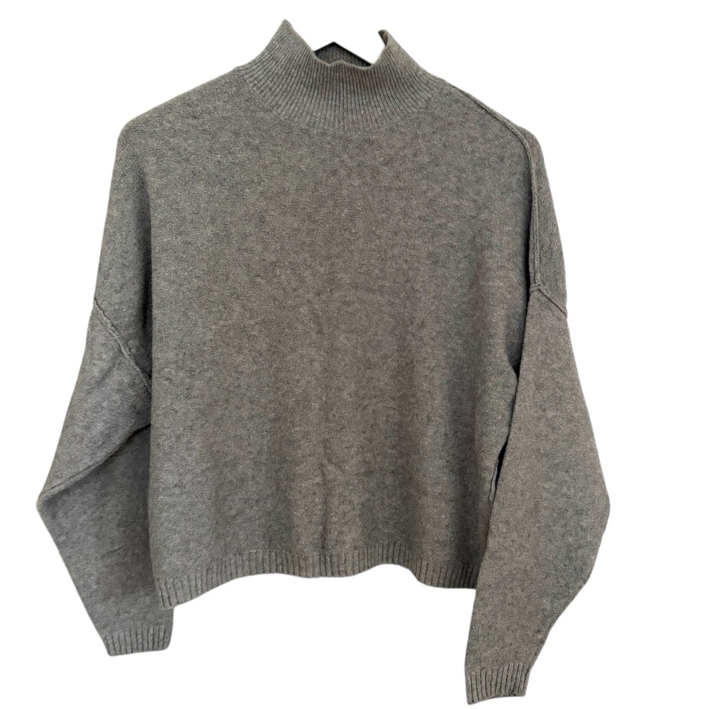 Mock Neck Gray Oversized Sweater